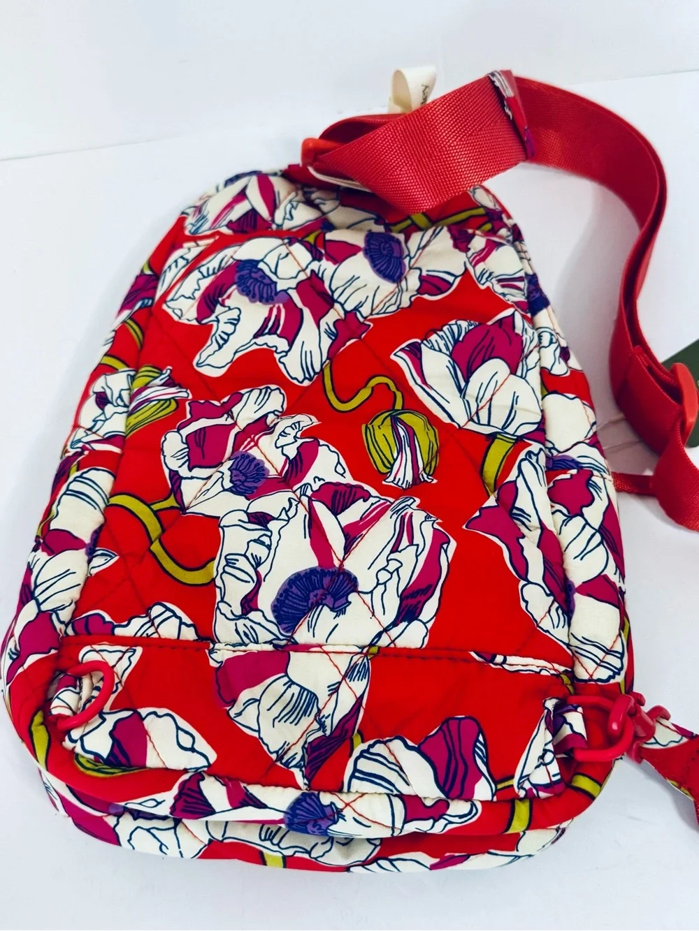 Vera Bradley Coral Red Floral Quilted Backpack